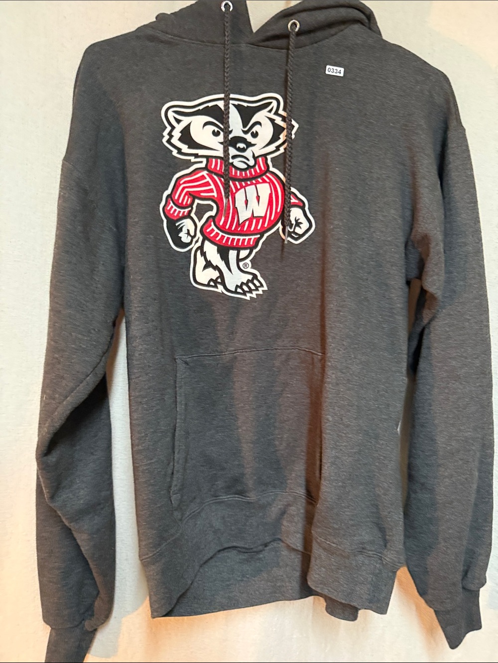 Hanes Gray Hoodie with Red & White Badger Mascot